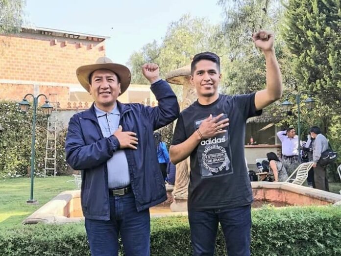 Freddy Mamani y Andrónico Rodríguez, presidentes de Diputados y Senadores, respectivamente, en la casa de campo de Huajchilla.