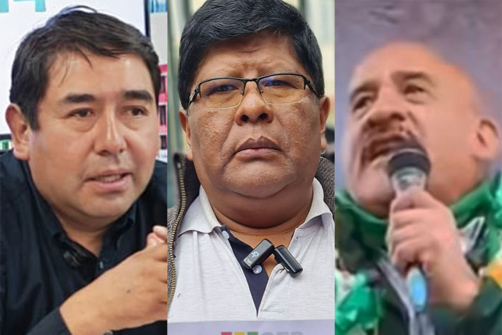 Eynar Viscarra, Eliser Roca y David Vargas: los tres candidatos inhabilitados.